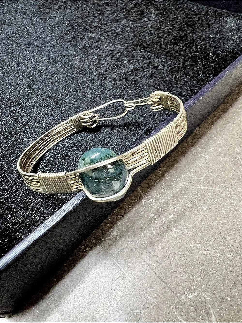 Gold-Tone Blue Stone Wirework Bracelet